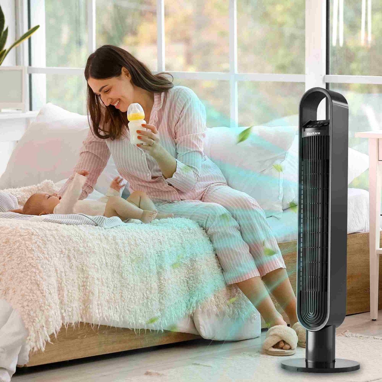 40'' Tower Fan with Remote, 3 Modes & 3 Wind Speeds, LED Display with Touch Control, 75° Oscillating Quiet Cooling, Timer setting, Space-Saving