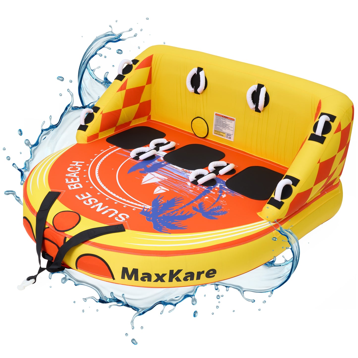 Towable Tube for Boating & Watersports, 79'' *73'' *36'', 600 Lb Capacity, Yellow
