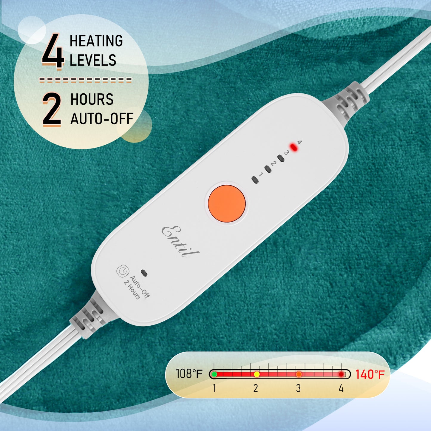Widen Heating Pad for Neck, Shoulder & Back, with 4 Heating Levels, 2H Auto-off, 25" x 26", Green, Gift Box