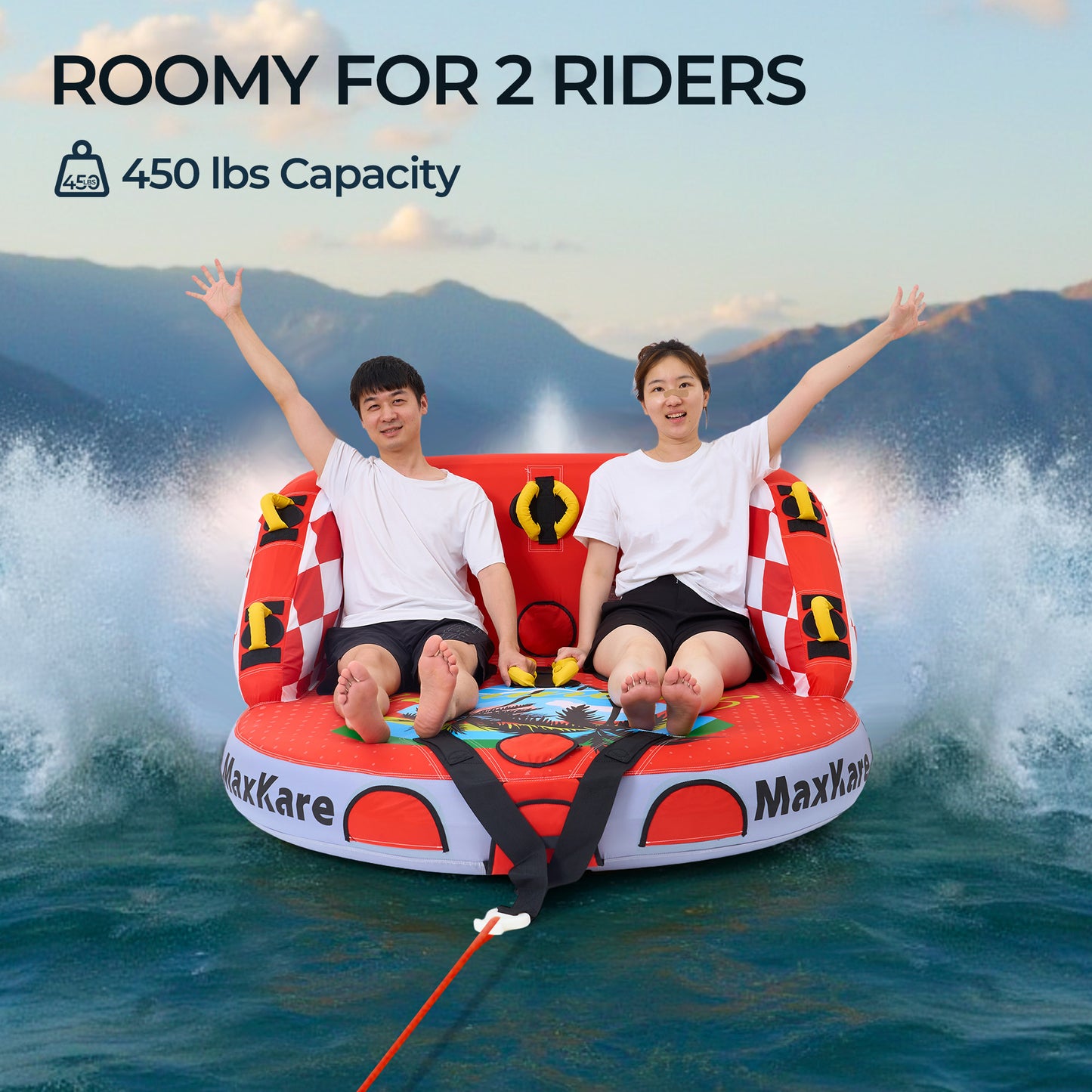 Rowing Towable Inflatable Boat for Teens & Adults, Outdoor Fun, Capacity 450lb, Red