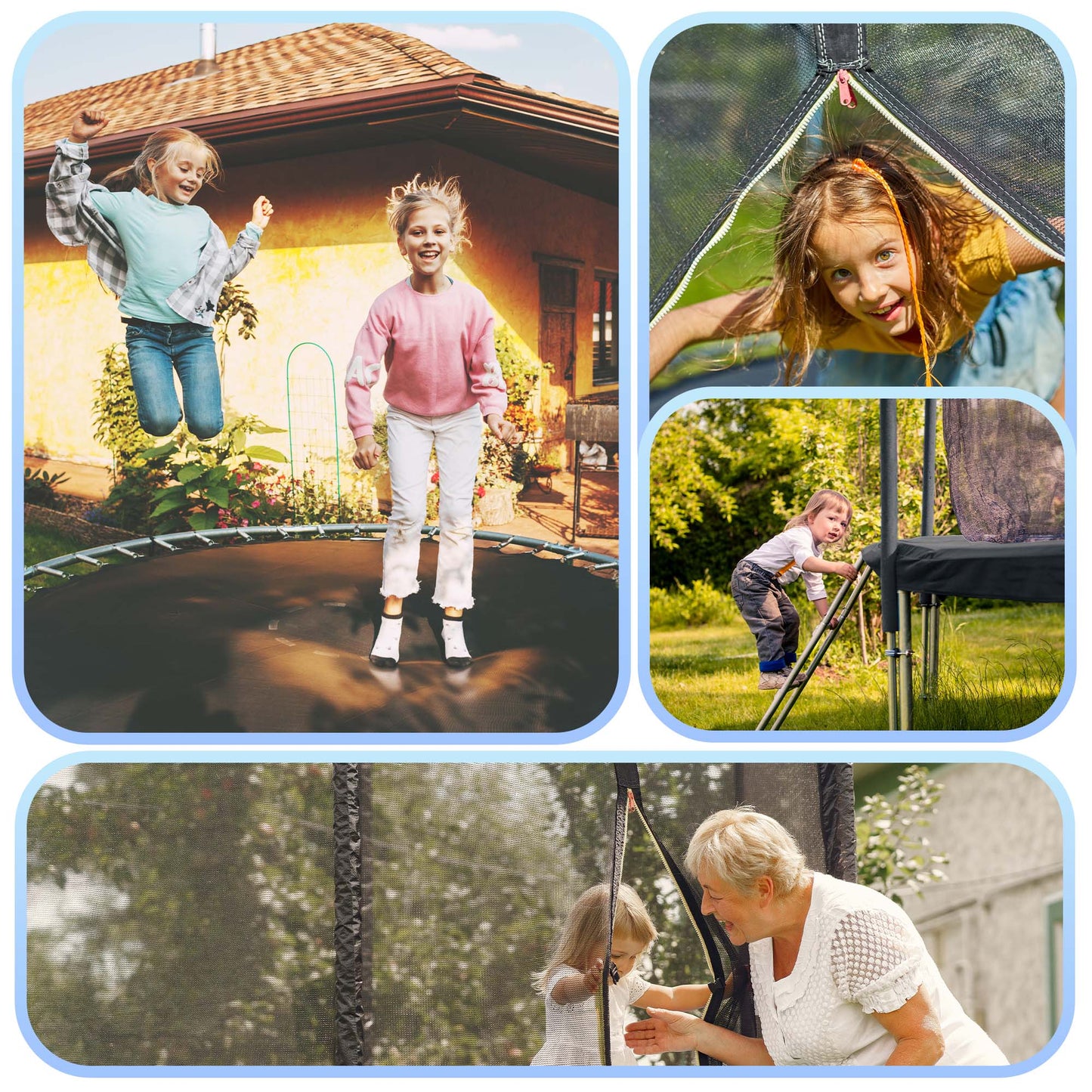 Entil 8ft Trampoline with 360 Safety Enclosure for Kids & Adults 330 lbs Weight Capacity, 360° Enclosure Net