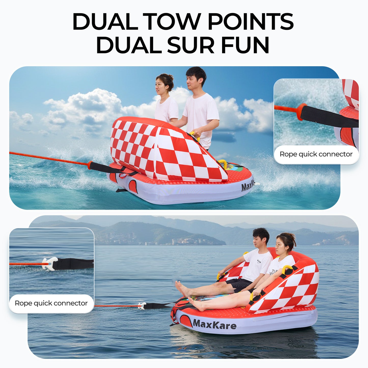 Rowing Towable Inflatable Boat for Teens & Adults, Outdoor Fun, Capacity 450lb, Red