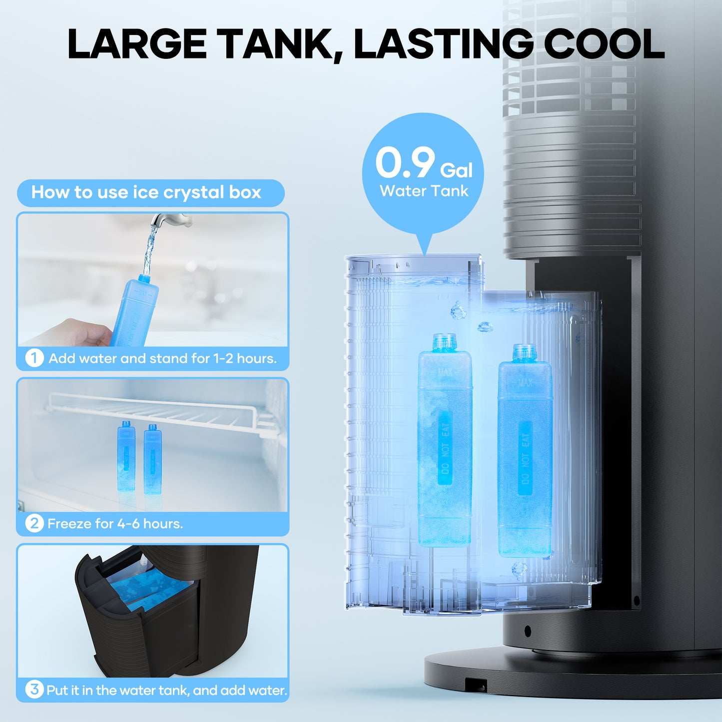 Entil Tower Fan with 40", Remote Controller, 3 Modes, 3 Speeds, 75° Oscillating Air Cooler, Black