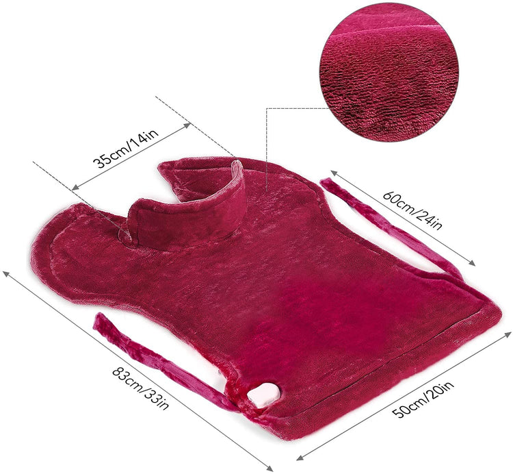 Large Heating Pad for Neck, Back and Shoulder, 24"x33" Heat Wrap with Fast-Heating and 5 Levels Temperature Settings, 2 Hours Auto Shut Off, Machine Washable - Red - NAIPO