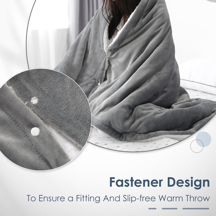 MaxKare Electric Blanket Heated Throw Flannel & Sherpa Fast Heating Blanket 50" x 60", ETL Certification with 6 Heating Levels & 5 Auto-Off Timing Settings, Home Use & Machine Washable, Grey & White - NAIPO