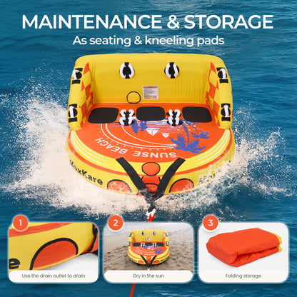 Towable Tube for Boating & Watersports, 79'' *73'' *36'', 600 Lb Capacity, Yellow