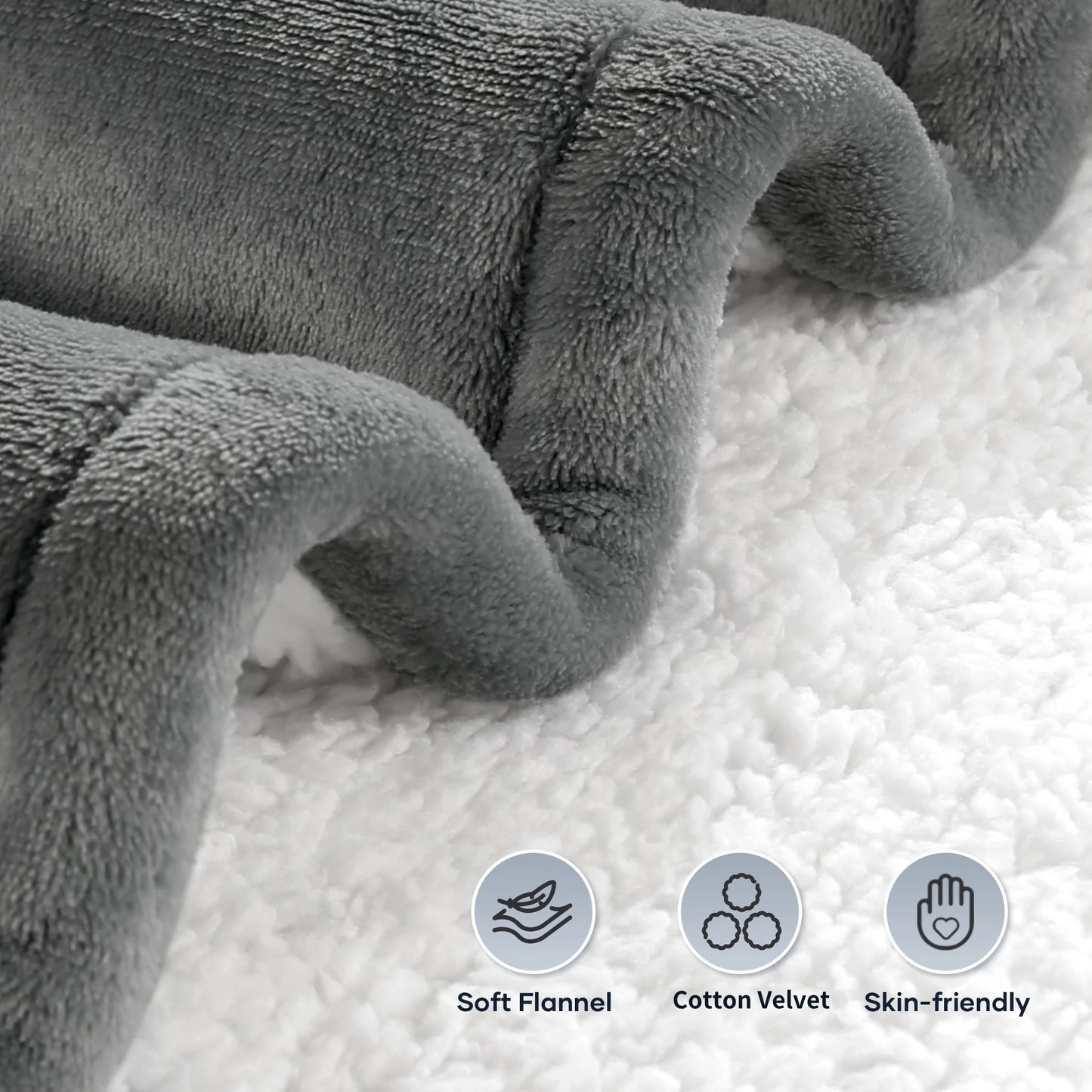 Entil Full Size Electric Heated Blanket with 6 Optional Heating Levels, 10 H Auto-off, Flannel & Shu Velveteen, 72'' x 84'', Gray