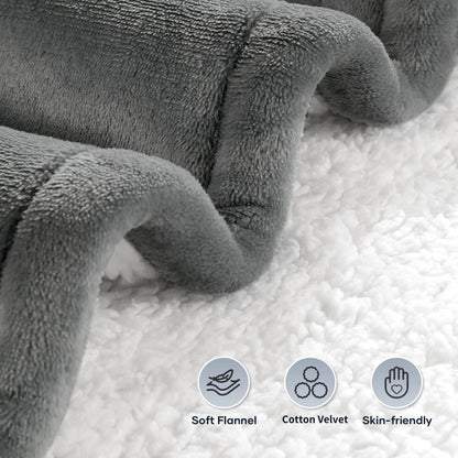 Entil Full Size Electric Heated Blanket with 6 Optional Heating Levels, 10 H Auto-off, Flannel & Shu Velveteen, 72'' x 84'', Gray