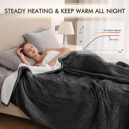 Electric Heated Blanket King Size 90 '' x100'', Fast Heating, 10 Heating Levels, 10H Timers, Preheat Function Machine Washable -Gray