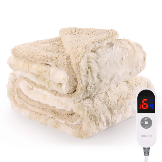Electric Throw Blanket 50" x 72", Soft Faux Fur, for Couch, Bed, Soft, Warm, Lightweight - Beige