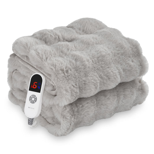 Entil Electric Heated Throw  Blanket  50''x72'', Fast Heating with Dual Controllers, 10 Heating Levels, Preheat Function - Gray