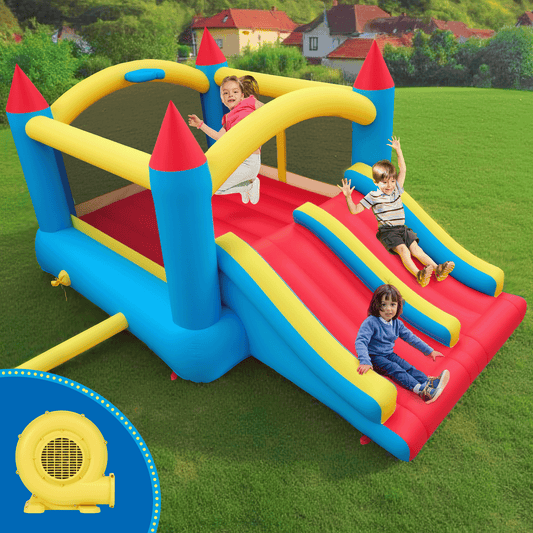 Entil Inflatable Bounce House with Dual Slides & Blower, 13.4x9x6FT, Outdoor/Indoor for Kids, FCC & CPC Certified, Blue & Red