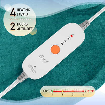 Entil Large Soft Heating Pad, Adjustable Temperature Levels, 25" x 26", Green