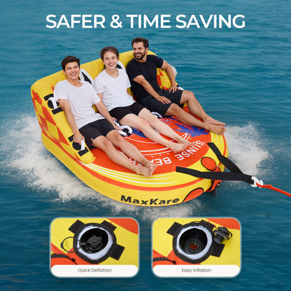 Towable Tube for Boating & Watersports, 79'' *73'' *36'', 600 Lb Capacity, Yellow