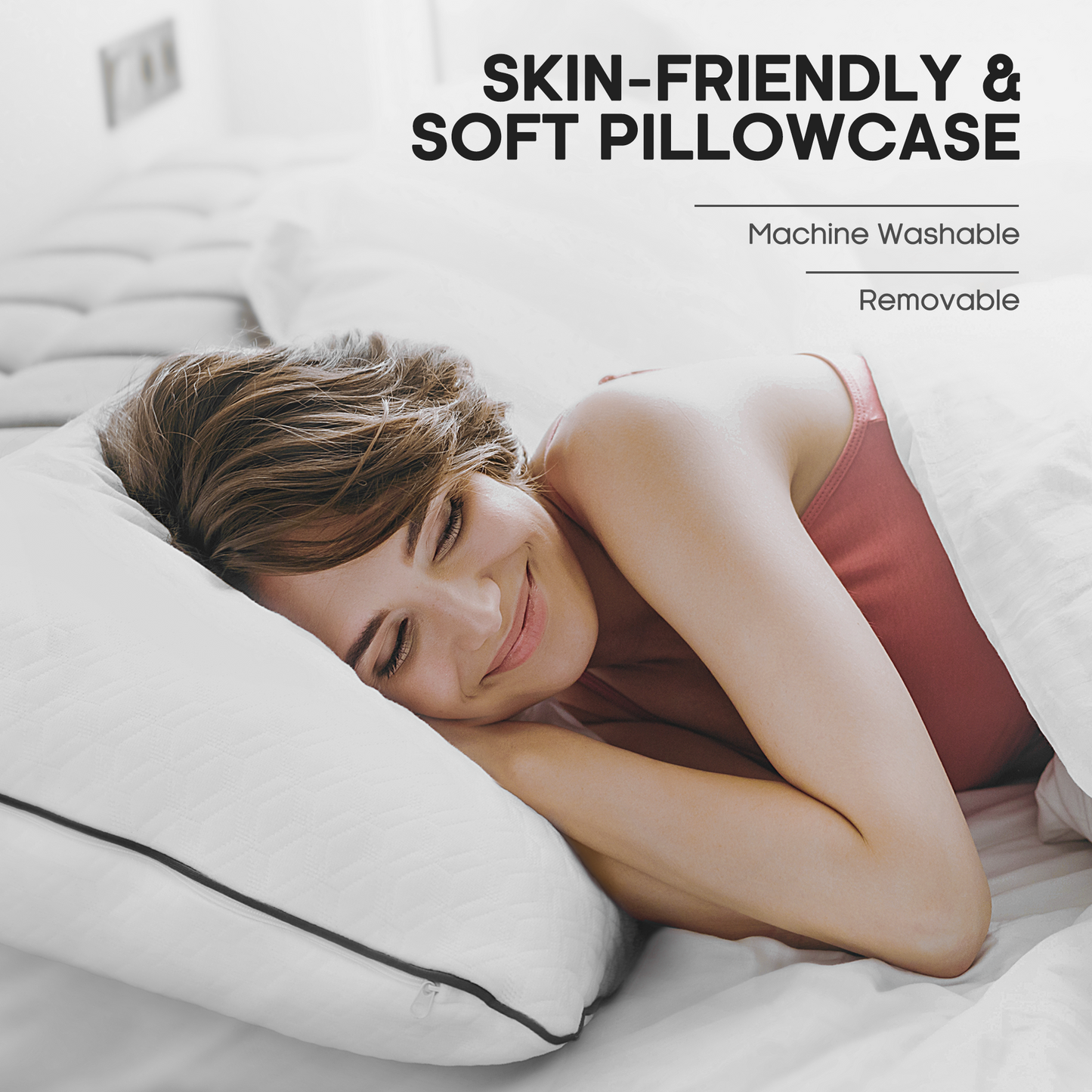 Bed Pillows 2 Pack Queen Size with Premium Pillowcases, Ultra-Soft, Breathable