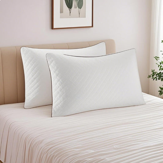 Bed Pillows 2 Pack Queen Size with Premium Pillowcases-Feather Pattern