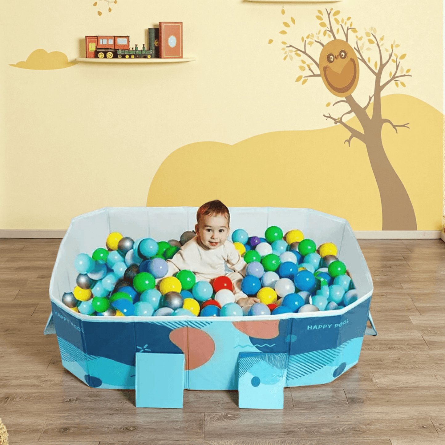 Foldable Ball Pit for Toddlers, 73'' Ocean Ball Pool, Play Pit Gift for Kids for Indoor Outdoor, Blue