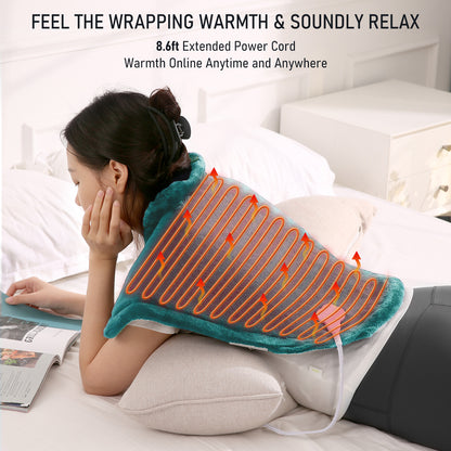 Entil Large Soft Heating Pad, Adjustable Temperature Levels, 25" x 26", Green