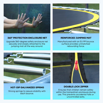 Entil 8ft Trampoline with 360 Safety Enclosure for Kids & Adults 330 lbs Weight Capacity, 360° Enclosure Net