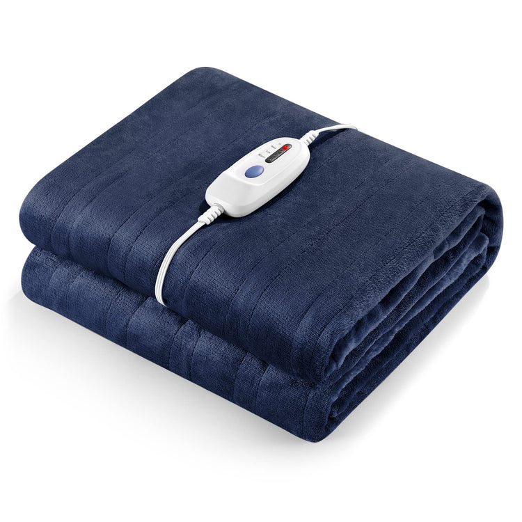 Entil Electric Blanket Twin Size, 4 Heating Levels 10H Auto-off ETL Certification Skin-friendly Machine Washable for Home and Work, Blue 62"x 84"