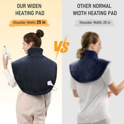 Entil Widen Heating Pad for Shoulder and Back with 4 Heating Levels, 2H Auto-off, Great Gift, Dark Blue,25" x 26"
