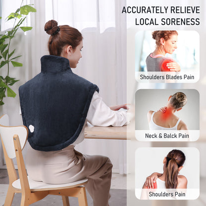 Entil Widen Heating Pad for Shoulder and Back with 4 Heating Levels, 2H Auto-off, Great Gift, Dark Blue,25" x 26"