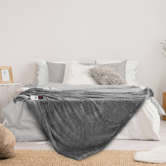 Entil Electric Throw Blanket with Smart Heating Settings, 4H Auto-off, Soft Flannel Material