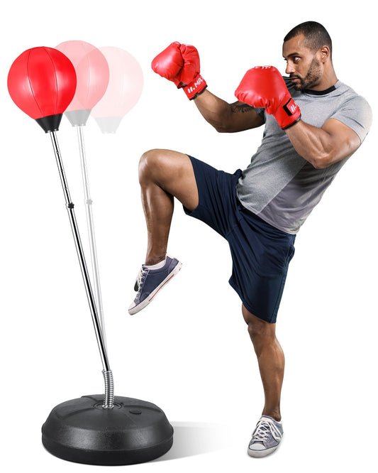 Punching Bag with Base & Boxing Gloves 47-59" Adjustable Height For Adults & Kids, Punching Ball Boxing Free Standing Boxing Set for Home Gym Workout Fitness