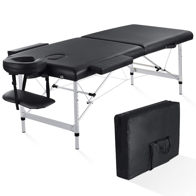 Folding Massage Table Professional Portable Massage Bed 2 Fold Extra Wide 84'' Carrying Bag & Accessories Lash Bed Aluminum Frame for Home Use