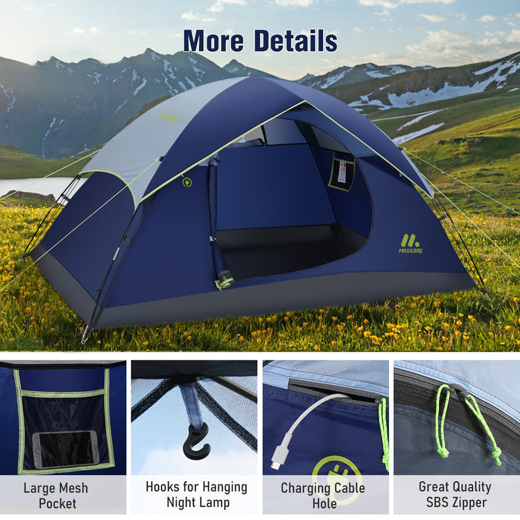 2-Person Camping Tent with Rain Fly & Carrying Bag, Lightweight, Waterproof, for Backpacking, Hiking, Camping