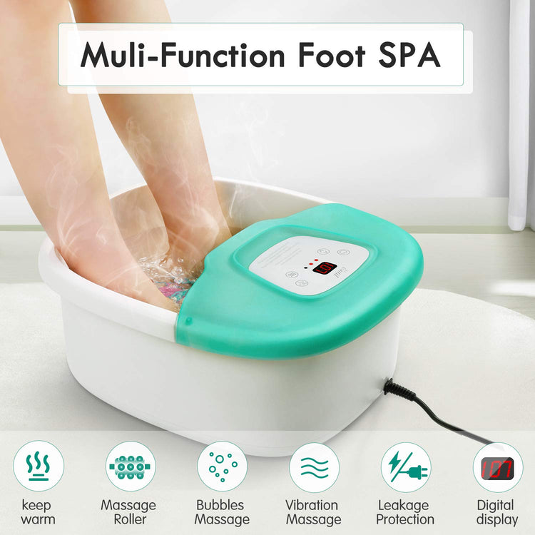 Foot Spa Bath Massager with Heat, Vibration, Bubbles and Pedicure Grinding Stone for Exfoliating, 16 Masssage Rollers for Shiatsu Massage, LED Temp Control for Soothe Relax Tired Feet Home Use