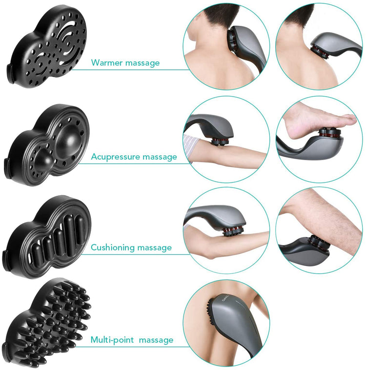 Handheld Back Massager Deep Tissue for Muscles, Foot, Neck, Shoulder, Leg, Calf Pain Relief - Electric Percussion Full Body Massage with Portable Heating Design