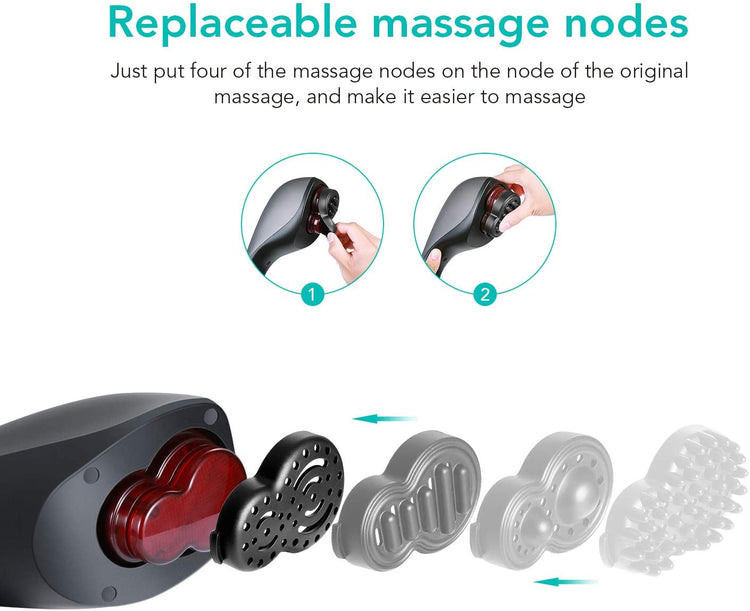 Handheld Back Massager Deep Tissue for Muscles, Foot, Neck, Shoulder, Leg, Calf Pain Relief - Electric Percussion Full Body Massage with Portable Heating Design