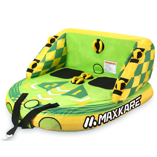 2 Person Inflatable Towable Tube for Boating 69'' × 66'' × 33'', Green