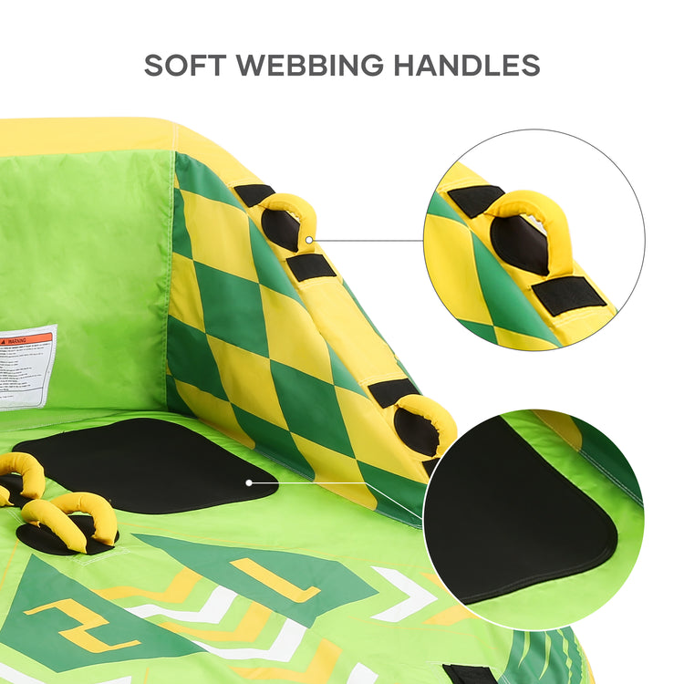 2 Person Inflatable Towable Tube for Boating 69'' × 66'' × 33'', Green