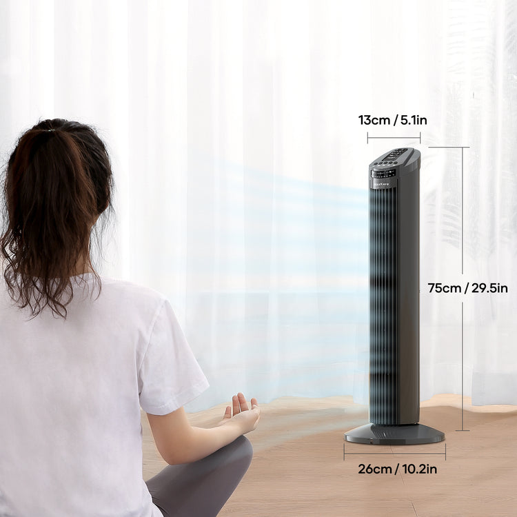 30'' Tower Fan with Remote, 3 Modes & 3 Wind Speeds, Quiet Cooling, Timer setting, Space-Saving(Gray)