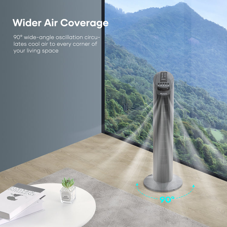 30'' Tower Fan with Remote, 3 Modes & 3 Wind Speeds, Quiet Cooling, Timer setting, Space-Saving(Gray)