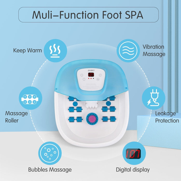 Foot Bath Massager with Heat, Vibration, Bubbles and Pedicure Grinding Stone, Heated Foot Spa of 16 Shiatsu Masssage Rollers, Adjustable Temperature Foot Soaking Bath Basin for Home Use - NAIPO