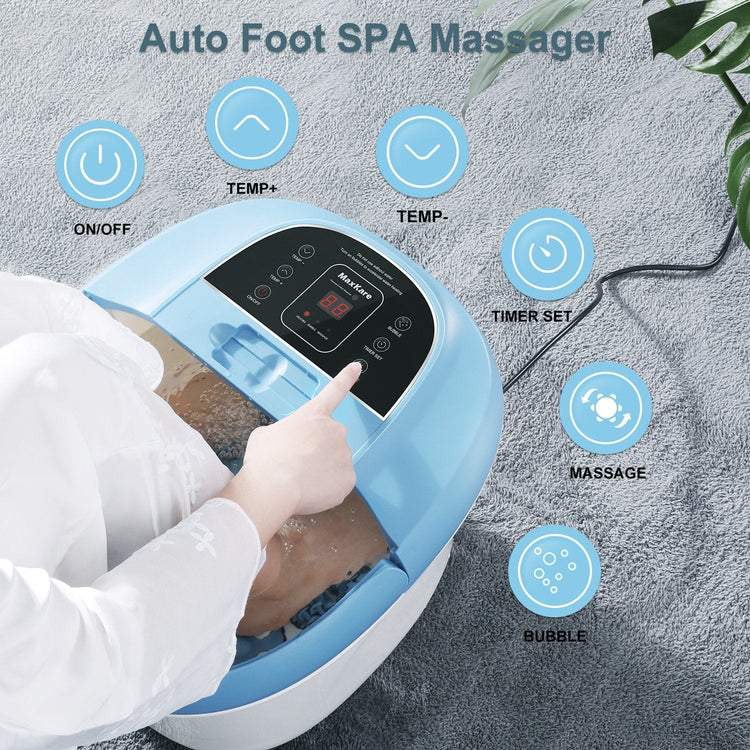 Foot Bath Spa Massager with Wireless Remote Control and 8 Electric Shiatsu Massaging Rollers, Heated Foot Bath Tub with Heat Bubbles Vibration to Relieve Feet Muscle for Home Office - NAIPO