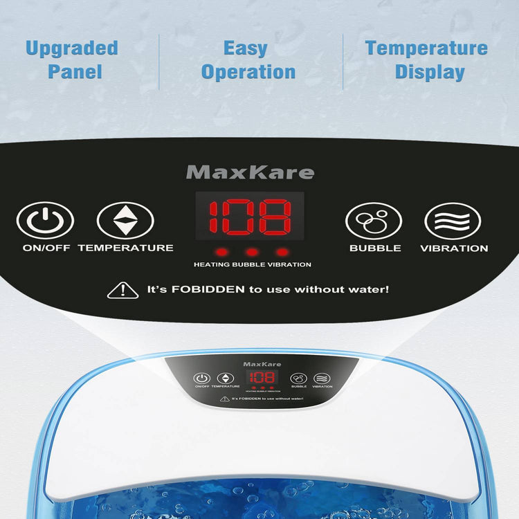 Foot Spa Bath Bucket Massager with Heat Bubbles, Grinding Stone, with 4 Masssaging Rollers, Digital Temperature Control, Pedicure Foot Soak Relax leg muscles, Comfort Feet Help Sleep Home Use - NAIPO