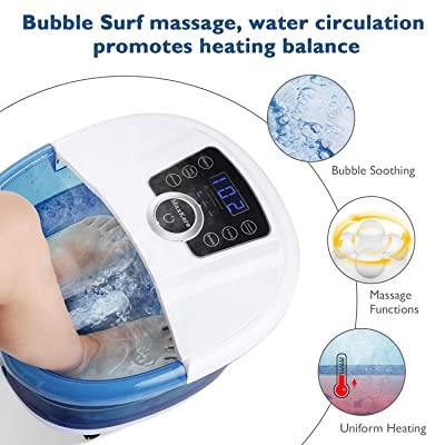 Foot Spa Bath Massager 3-Speed Frequency Conversion Heat - Bubbles - Massage, 4 Motorized Massage Rollers, Adjustable Time & Temprature 6 in 1 Pedicure Soaking Feet Basin, Soothe and Comfort Feet - NAIPO