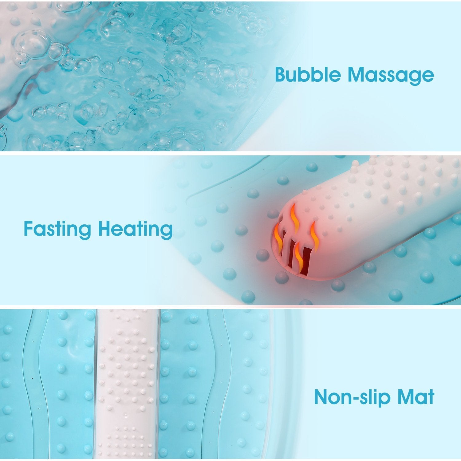 Foot Spa Bath Massager with Collapsible Design, Fast Heating with Bubbles Massage Function, Easy Storage, Foldable Foot Soaking Tub for Feet - NAIPO