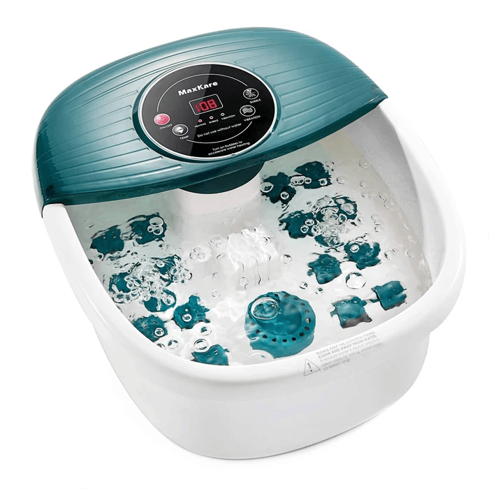 Foot Spa Bath Massager with Heat Bubbles Vibration 3 in 1 Function, 16 Masssage Rollers Soaker Digital Temperature Control Pedicure Tub Bath for Feet Home Use - NAIPO