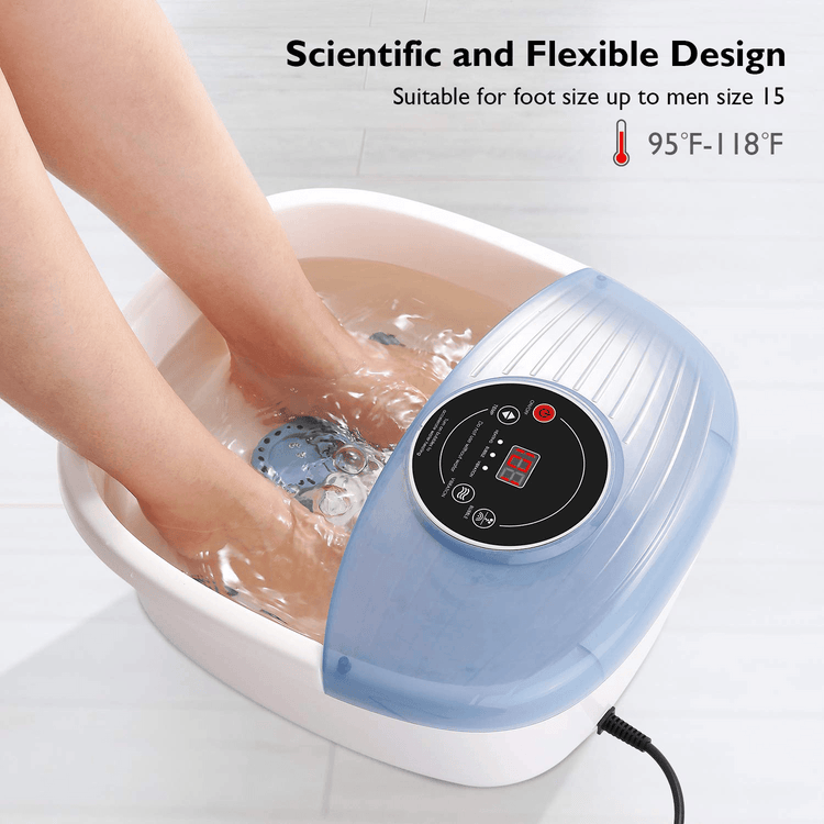 Foot Spa Bath Massager with Heat Bubbles Vibration 3 in 1 Function, 16 Masssage Rollers Soaker Digital Temperature Control Pedicure Tub Bath for Feet Home Use - NAIPO