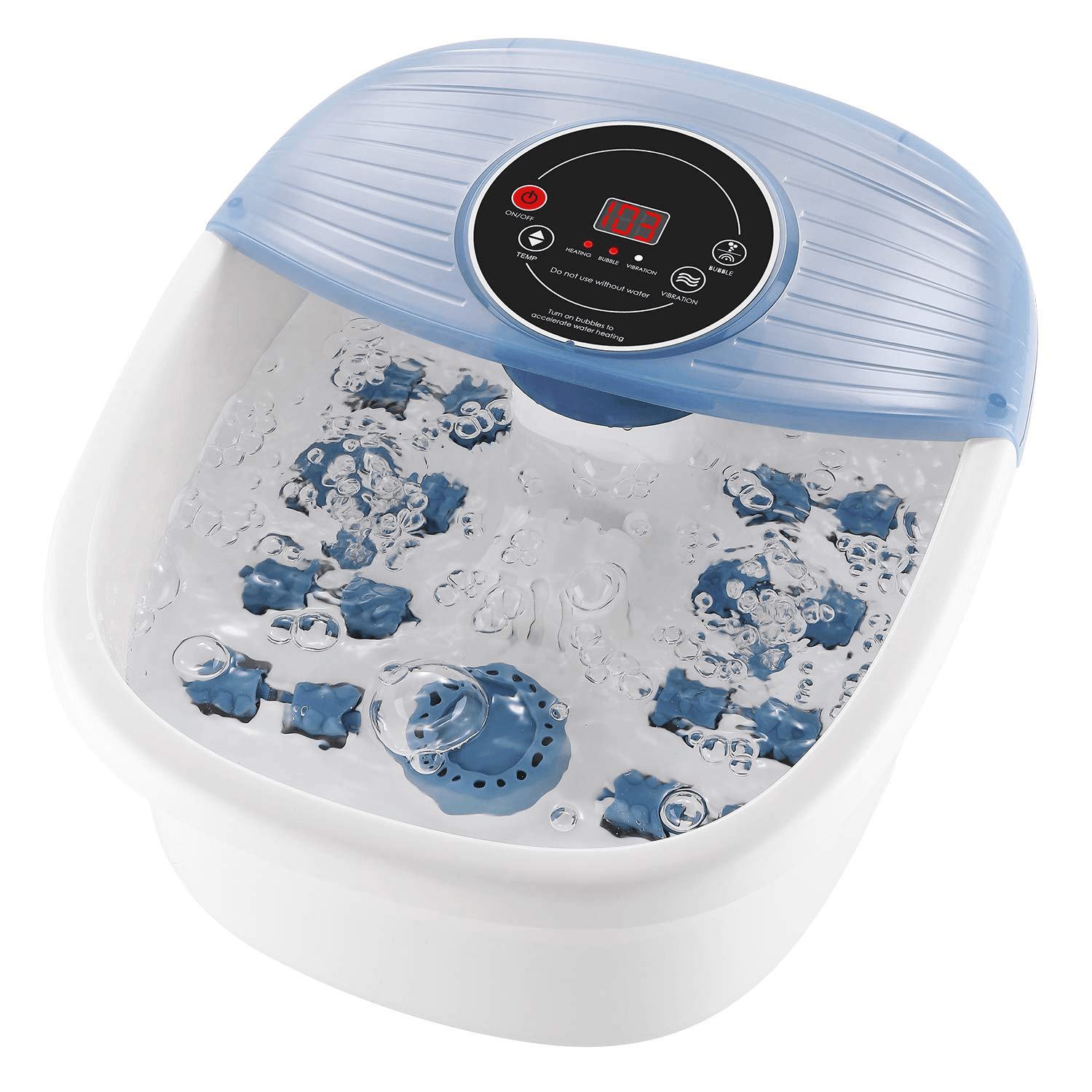 Foot Spa Bath Massager with Heat Bubbles Vibration 3 in 1 Function, 16 Masssage Rollers Soaker Digital Temperature Control Pedicure Tub Bath for Feet Home Use - NAIPO