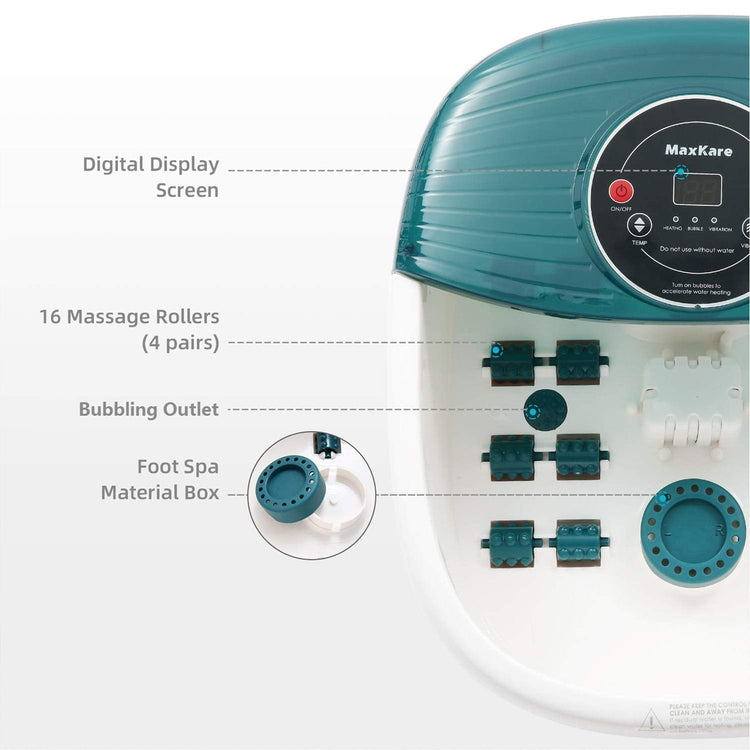 Foot Spa/Bath Massager with Heat, Bubbles, and Vibration, Digital Temperature Control, 16 Masssage Rollers with Mini Detachable Massage Points, Soothe and Comfort Feet - NAIPO