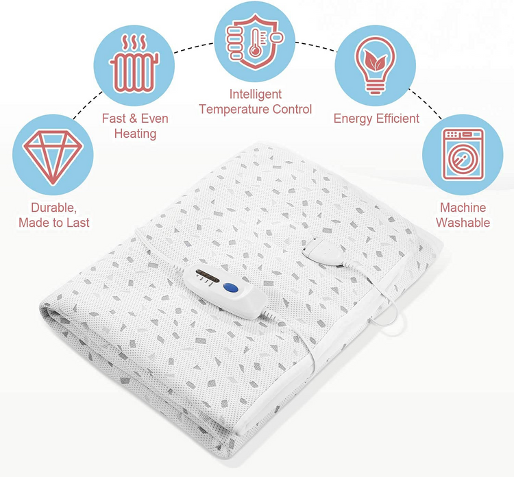 Heated Mattress Pad 38'' x 75'', 100% Polyester with Ventilated Technology 4 Heating Levels & 10H Auto-off