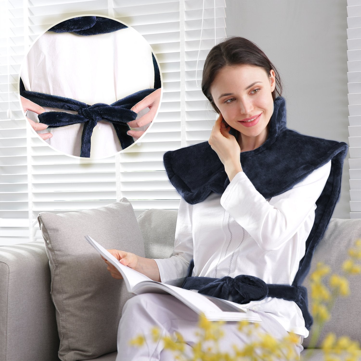 Large Heating Pad for Back and Shoulder, 24"x33" Heat Wrap with Fast-Heating and 4 Heat Settings, 2 Hours Auto Shut Off Available ,Machine Washable - NAIPO